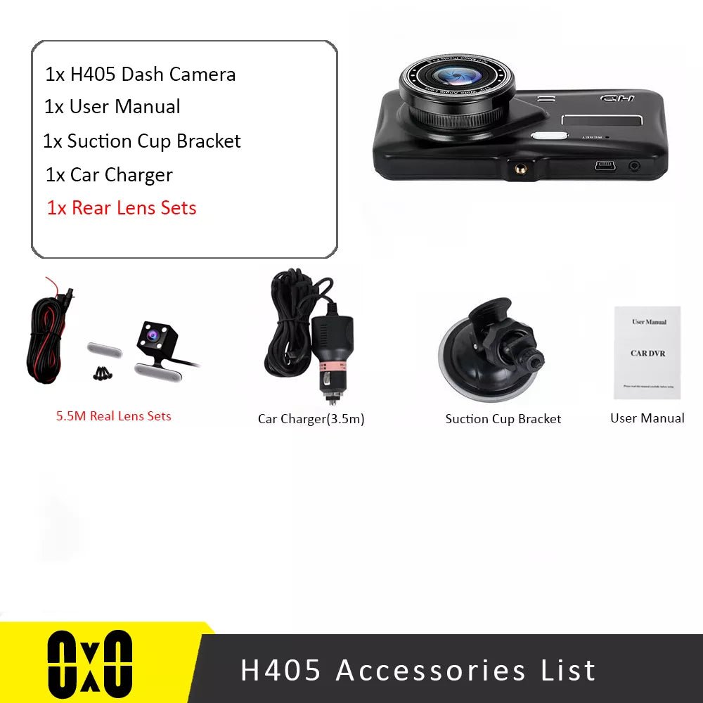 Dash Cam Front and Rear Camera CAR DVR Car Video Recorder Vehicle Black Box FULL HD 1080P Night Vision Driver Recorder - TechViewTechView