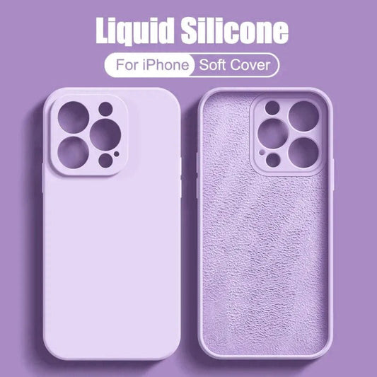 Liquid Silicone Phone Case - Square Design - Compatible with iPhone 13, 11, 12, 14, 15, Pro Max, XS, X, XR, 7, 8 Plus, SE - Shockproof - Solid Color Cover - TechViewTechView